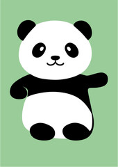 illustration of a cute panda with paw raised