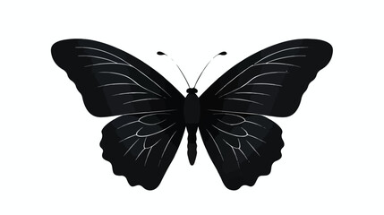 Black Butterfly flat vector isolated on white background