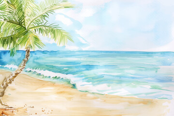 Fototapeta na wymiar beach watercolor good quality and good design