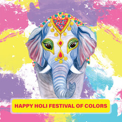 Happy Holi, poster, banner, template. Text with holi elements. vector illustration design colorfull background.