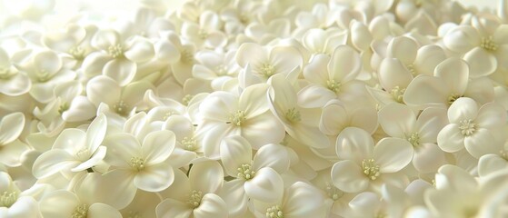   White flowers fill the center of the image, surrounded by a sea of white blooms