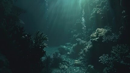 Naklejka na ściany i meble Deep water sea ocean texture background. generative ai