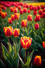 Fototapeta premium Colourful tulip garden in spring