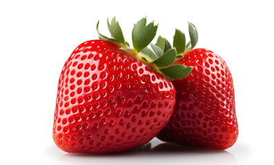 strawberries isolated on white background. One strawberry