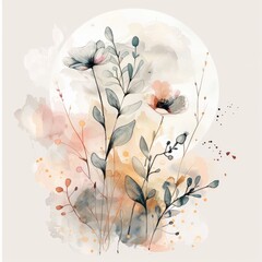 image of flowers in soft pastel beige colors. picture for printing on products. picture with flowers on a white isolated background