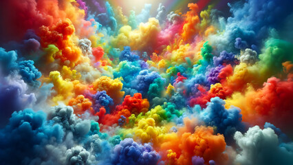 Fototapeta na wymiar Luminous Rainbow Fog with Saturated Color Spectrum