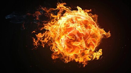 Fireball isolated on black background Generative AI