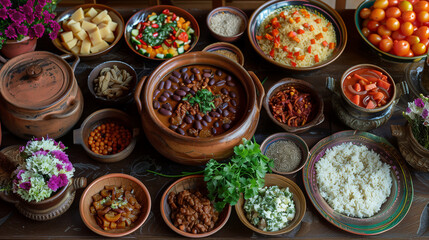 Fototapeta premium Vibrant feijoada spread on table
