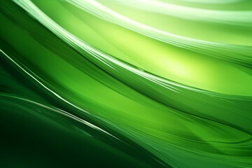 抽象テンプレート。透明感のある立体的な黄緑と緑の波 - obrazy, fototapety, plakaty