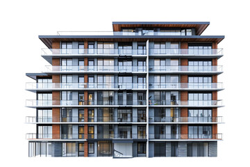 Condo Building on Transparent Background. PNG