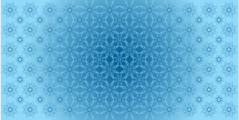 vector gradient deep on blue colours background with a pattern of stars arabic calligraphy geometric flower islamic ornament decor frame eid ramadan - obrazy, fototapety, plakaty