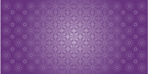 vector gradient glamor purple colours background with a pattern of stars arabic calligraphy geometric flower islamic ornament decor frame eid ramadan - obrazy, fototapety, plakaty