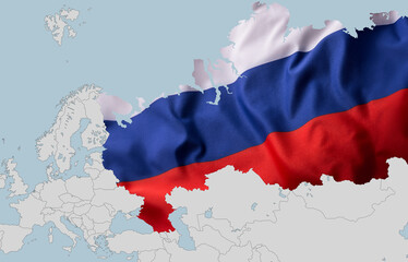 Map of Russia in the colors of the national flag