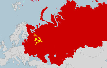 Map of USSR in the colors of the national flag