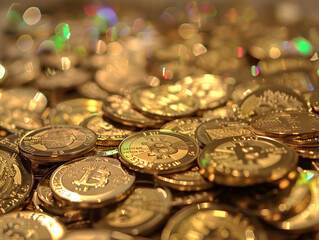 Pile of Bitcoin coins - 766870063