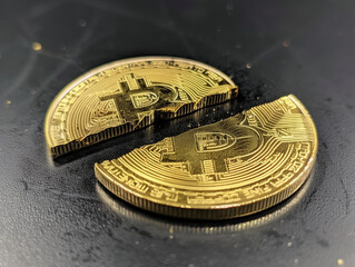 Bitcoin coin split in two - 766870223
