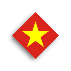 Vietnam flag - rhombus shape icon with dropped shadow isolated on white background