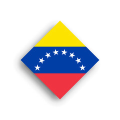 Venezuela flag - rhombus shape icon with dropped shadow isolated on white background