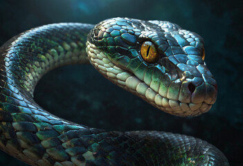 Obraz premium Emerald beautiful reptile snake magic