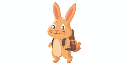 Bunny with Backpack flat vector isolated on white background