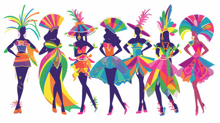 Carnival Women flat vector isolated on white background