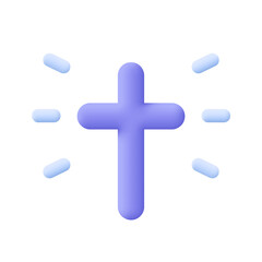 Obraz premium Christian Cross. 3d vector icon. Cartoon minimal style.