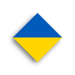 Ukraine flag - rhombus shape icon with dropped shadow isolated on white background