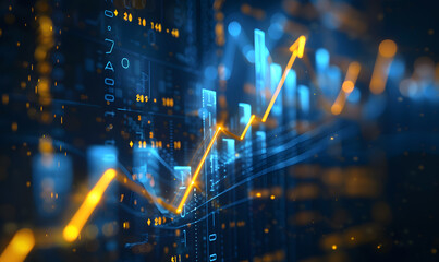 A close-up view of a stock chart displayed on a computer screen. This image can be used to represent financial analysis, stock market trends, or investment strategies