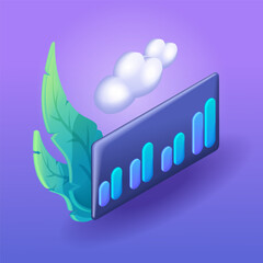 3D Isometric illustration, Cartoon. Levels of oscillation of musical waves. The level of gradation of the graph. Vector icons for website
