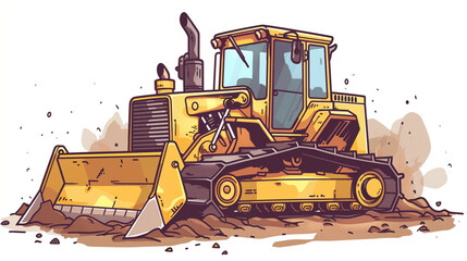A bulldozer pushing mounds of earth with its powerful blade, shaping the landscape for construction projects or clearing debris from a site.