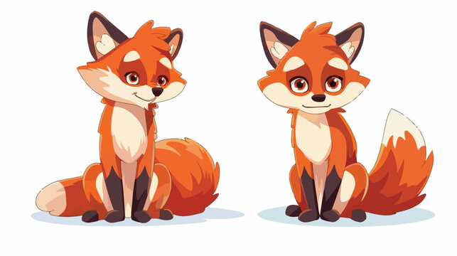 Cartoon vector illustration of Cute fox flat vector 