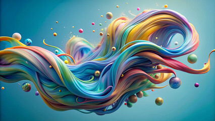 3d render abstract pastel colors wave background. Bright abstract background. Flow of multi-colored paint with bubbles and lumps. Multicolored liquid.