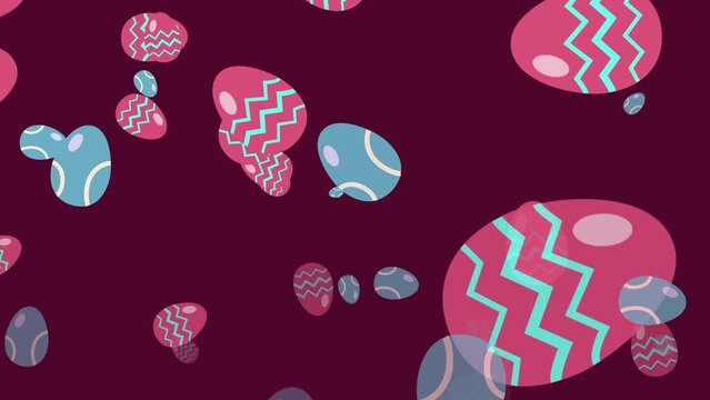 Red And Blue Easter Eggs Falling On Red