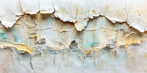 Vintage background  with cracks filled gold and colorful paint and holes in it.