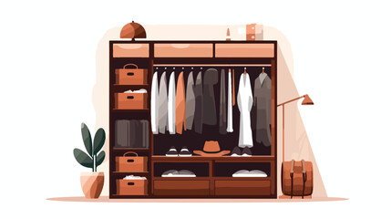 Closet bedroom isolated icon flat vector 