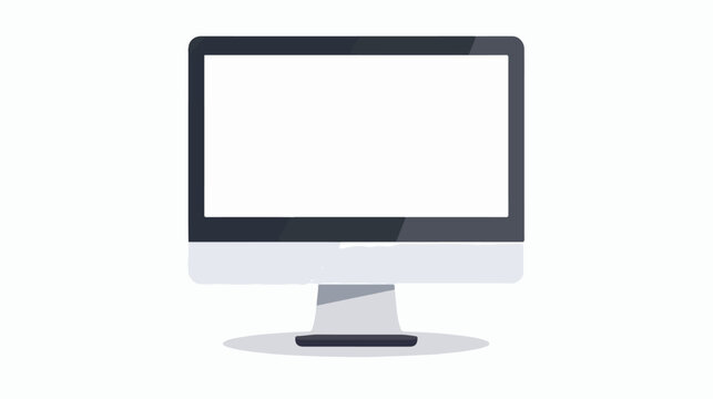 Computer monitor with white blank screen isolated on