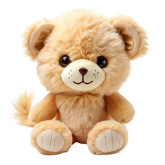 Obraz premium A Cute stuffed little lion toy, isolated on white background cutout.