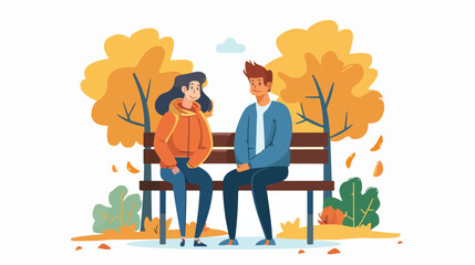 Couple on the park avatars characters flat vector isolated
