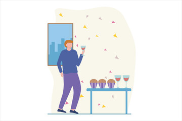 Birthday Party Flat Design Illustration