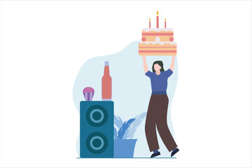Birthday Party Flat Design Illustration