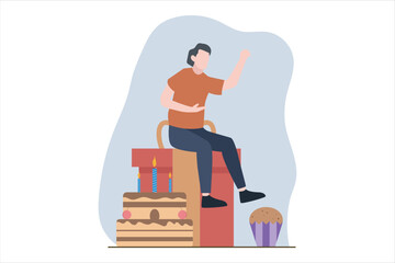 Birthday Party Flat Design Illustration