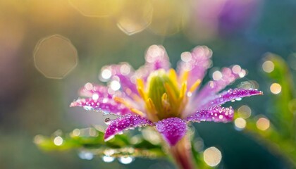 Obraz na płótnie Canvas purple flower in spring, flower with dew dops - beautiful macro photography