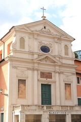 Fototapeta na wymiar San Giuseppe dei Falegnami Church Facade at the Roman Forum in Rome, Italy