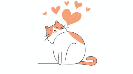 Cute cat in the style of one line minimalist illustration
