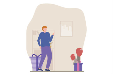 Birthday Party Flat Design Illustration