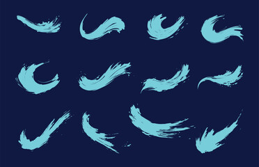 Obraz premium Paint stains brush stroke set. watercolor ocean wave splatter. vector design elements. Ink splash. Symbol, silhouette, icon and logo elements. Generative ai