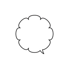 シンプルなモノクロもこもこ吹き出し_主線のみ_右向き単品