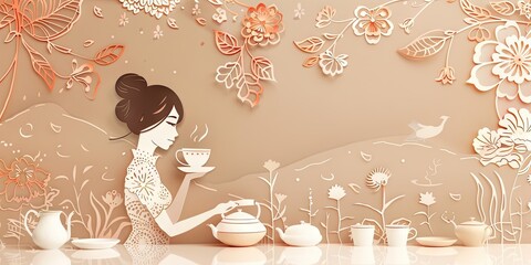 Tea Lover Papercut Background
