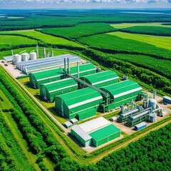 Green Industry Eco Power Factory Good environment ozone air low carbon footprint wide for banner.