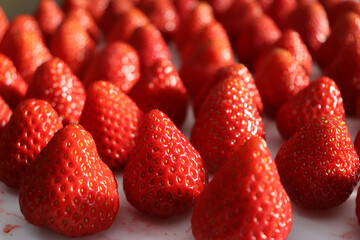 パティシエがケーキを作るために仕入れた新鮮なイチゴ